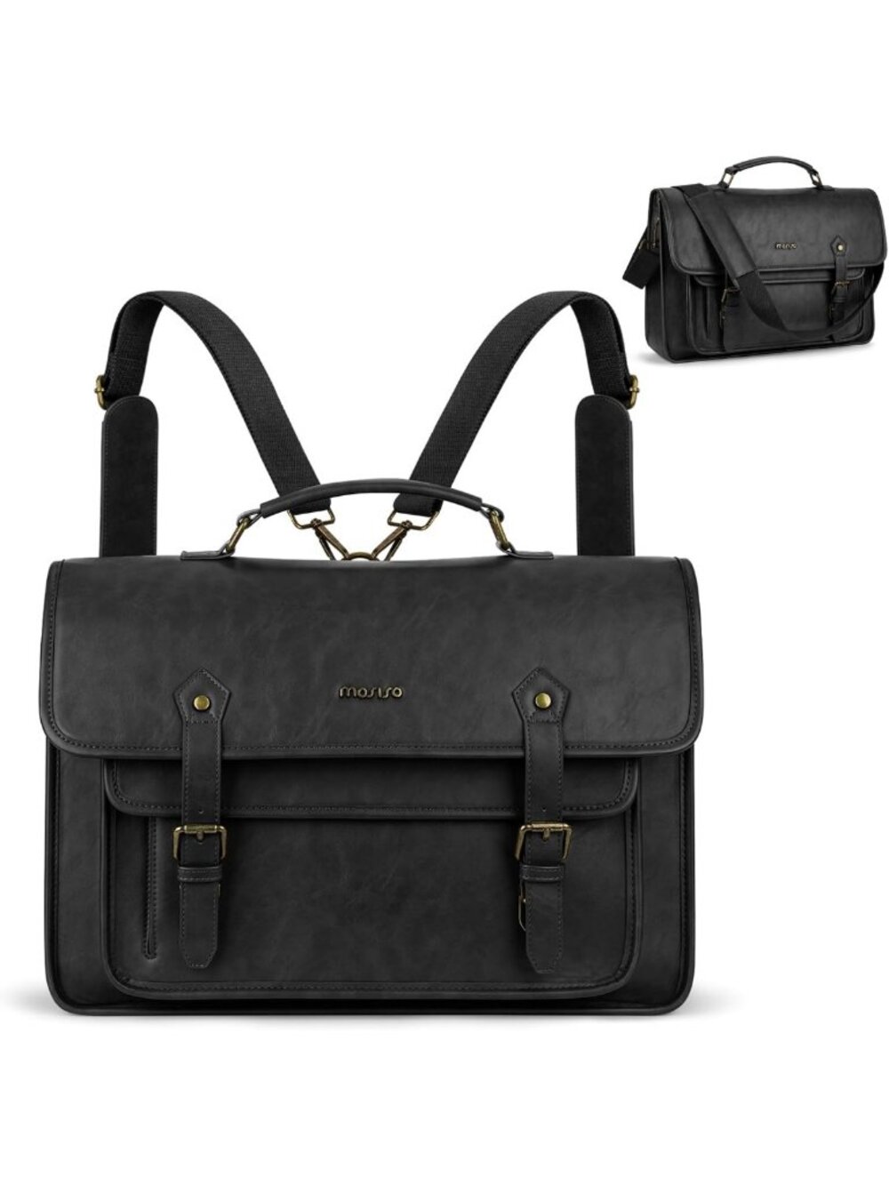 Stylish 3-in-1 Laptop Bag, 15.6" PU Leather Shoulder Tote & Messenger Bag